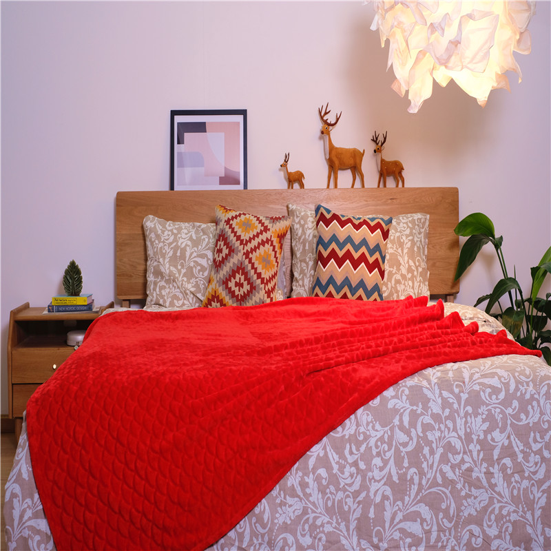 Customized Soft Coral Fleece Velvet Jacquard Bed Blanket