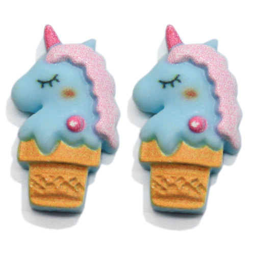 Cute Horse Ice Cream Resin Flatback Cabochons Cartoon Slime Charms Miniature Dollhouse Cupcake Ornaments Scrapbooking DIY