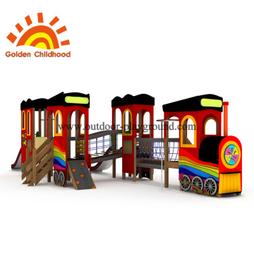Keretapi Bentuk Peralatan Taman Permainan Luaran Untuk Kanak-kanak