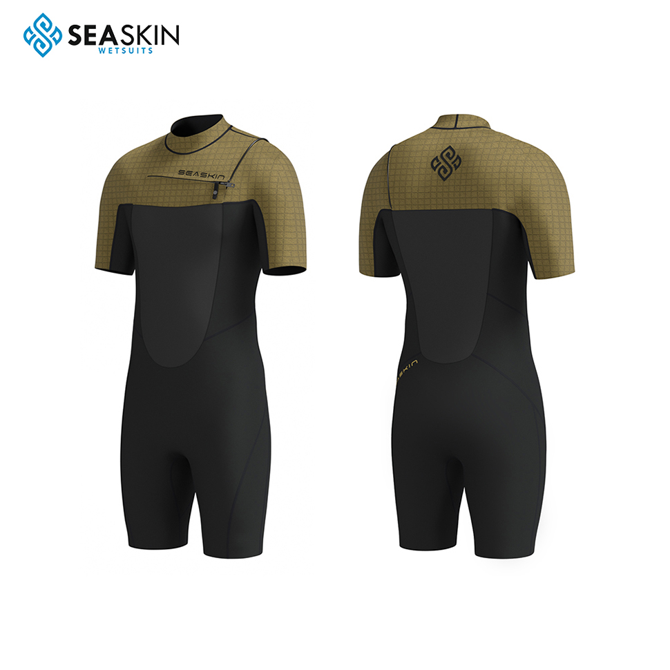 Seaskin New 3mm neoprene pria berselancar pakaian pakaian sela depan pendek yang disesuaikan