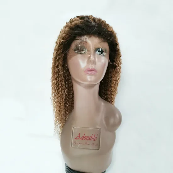 Afro human hair lace front wigs two tone color kinky curly human hair wigs