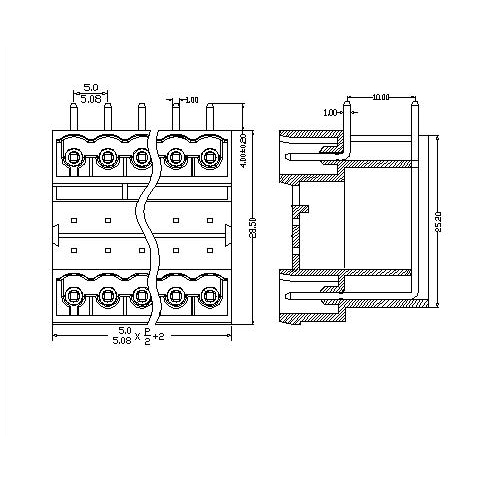 AT2500HR-5.0／5.08XXX-AB Plug-in Terminal Block Right-Angle Pitch5.0／5.08 