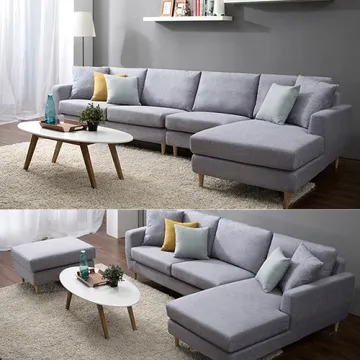 Wooden Arm Lounge Couch Fabric Sofa Set