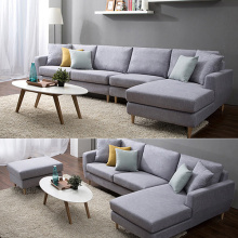 Wooden Arm Lounge Couch Fabric Sofa Set