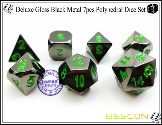 Deluxe Gloss Black Metal 7pcs Polyhedral Dice Set-4