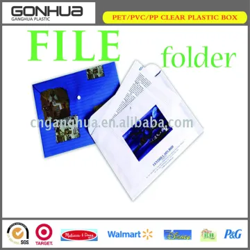 China office stationery UV printing transparent plastic snap fastener A4 size types of plastic folders documents bag
