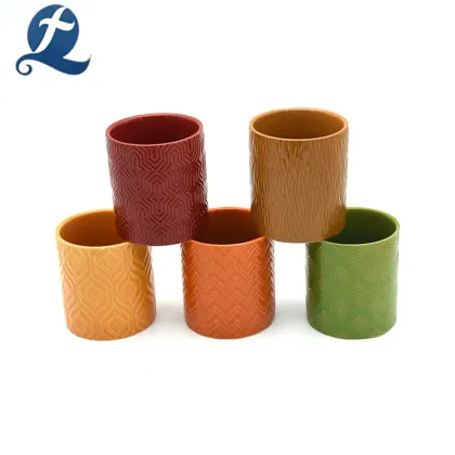 Wholesale Ceramic Embossed Stacking Storage Jar