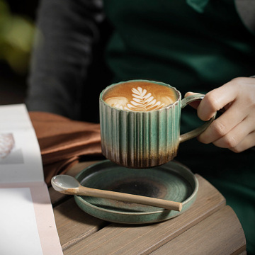 Japanese-Style Ceramic Coffee Cup Set for European Household Retro Breakfast