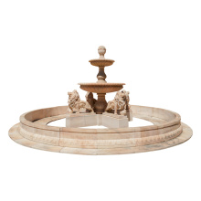 Hand-Carved Stone Lion Fountain Multi-Tier Outdoor