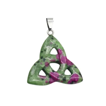 38MM Natural Crystal Irish Celtic Knot Stone Pendant Gemstone Hollow Irish Celtic Knot Charm Pendant Silver Findings