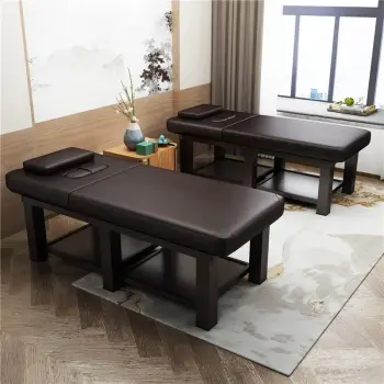 Portable Modern Adjustable Wood Facial Massage Bed with Storage Cabinet