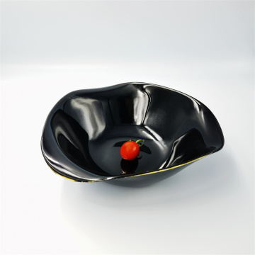 Irregular Black Opal Glass Plate Set