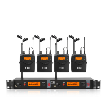 XTuga RW2080 Metall Wireless In -Ear Monitor -System - 2 Kanal 4 Bodypacks