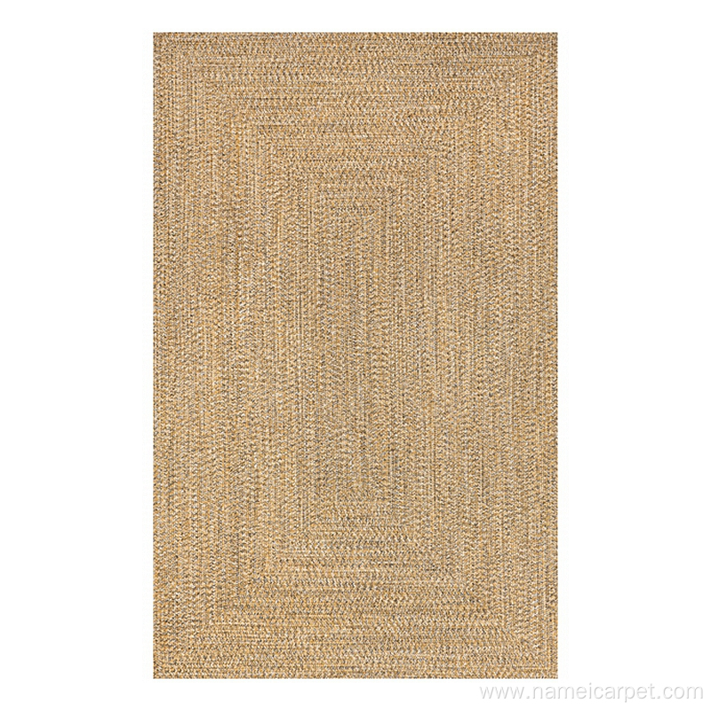 polypropylene braided woven brown outdoor patio floor rug