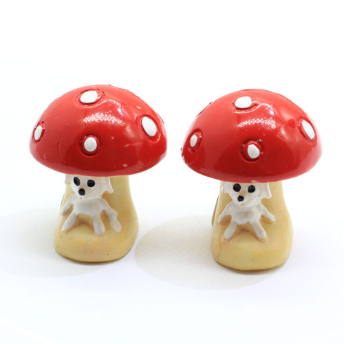 Hot Selling Cute Mini 3D Cute Red Mushroom House Shape Resin Beads 100pcs Newest Pretty Fashion Resin Charms for Decors