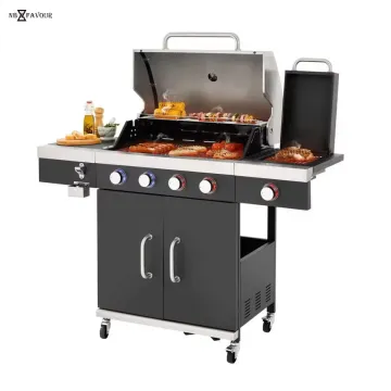 Portable Heavy Duty Stainless Steel Iron 5 Burners Gas Grill BBQ Grills Stove