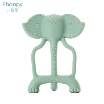 Brinquedo mordedor de bebê de silicone em forma de elefante 3D