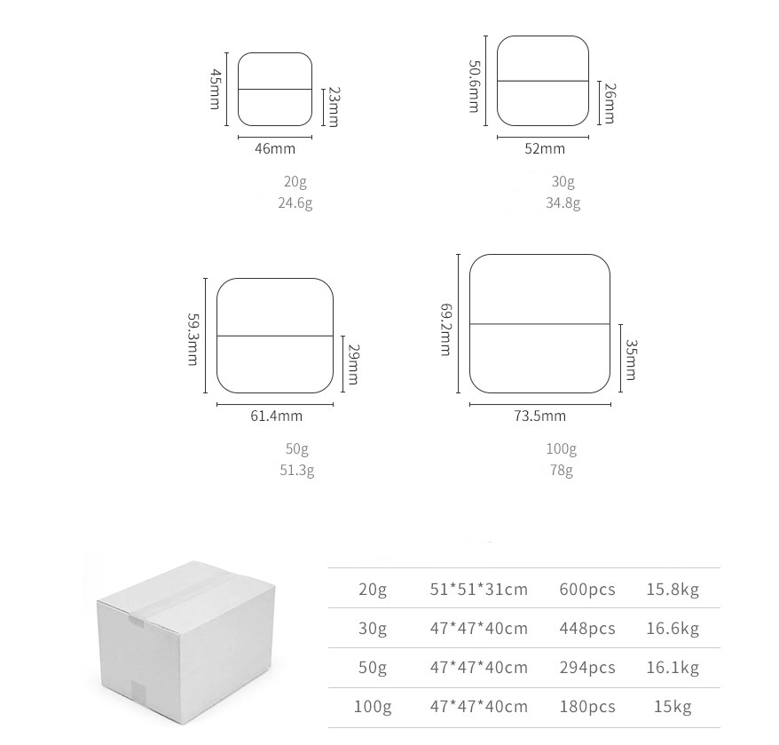 Square Refillable Cream Jars