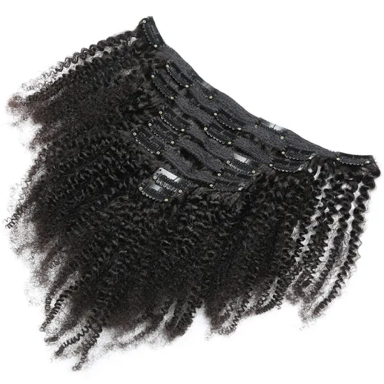 Best Seller High quality Virgin Natural Color 100% Human Hair 8 Pieces per Set Afro Kinky Curly Clip in Hair Extensions