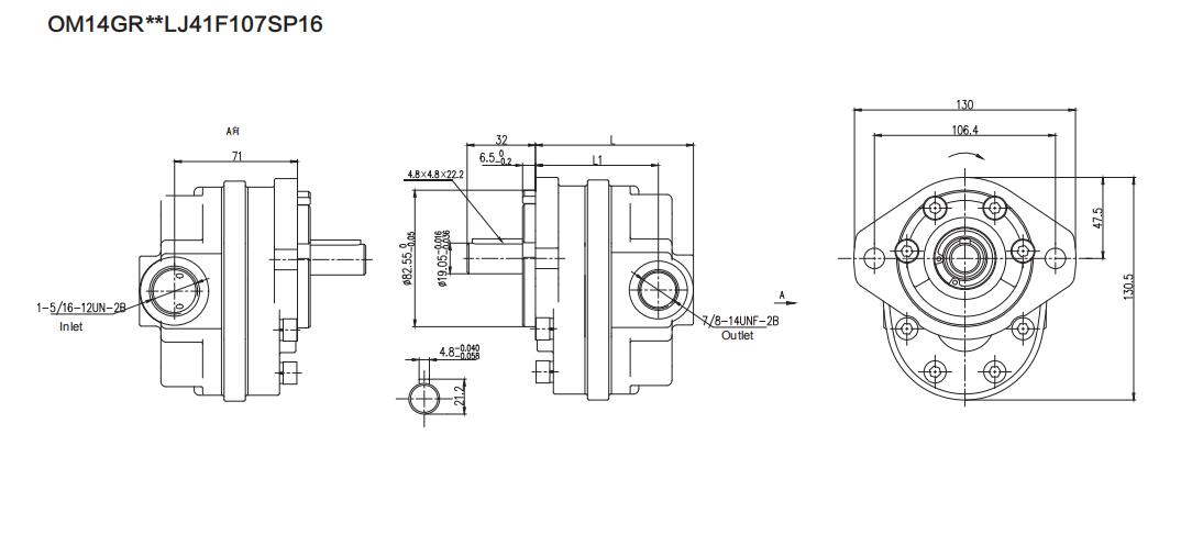 OM14GR**LJ41F107SP16 Dimensions