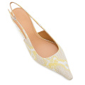 Yellow pointed-toe stiletto mule shoes