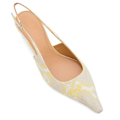 Yellow pointed-toe stiletto mule shoes