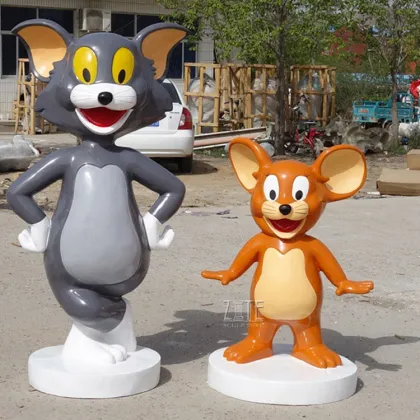 Outdoor decor life size movie character fiberglass tom and jerry comic statue