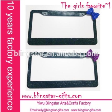 7 rows top bow wholesale black Aluminum bling plate frame