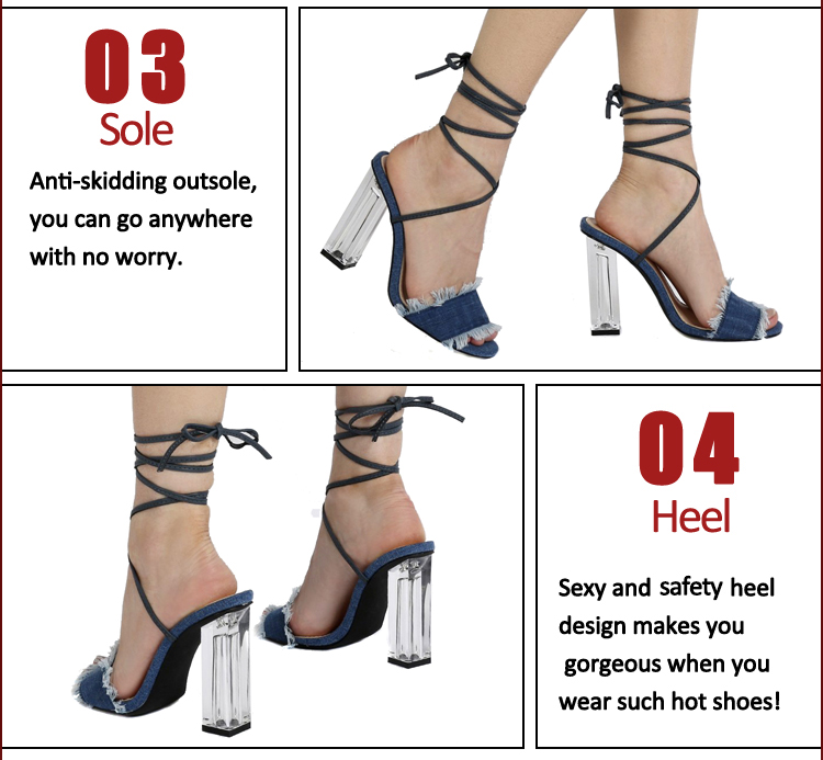 cowboy leather lace strap high heels sandals
