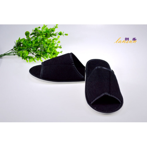 Toalha de chinelo preta Terry Slipper Toe Open