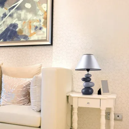 Modern Nordic Ceramic Base Nightstand Lamps with Cumulative Stone Shapes - Wholesale Hotel Bedside Lighting