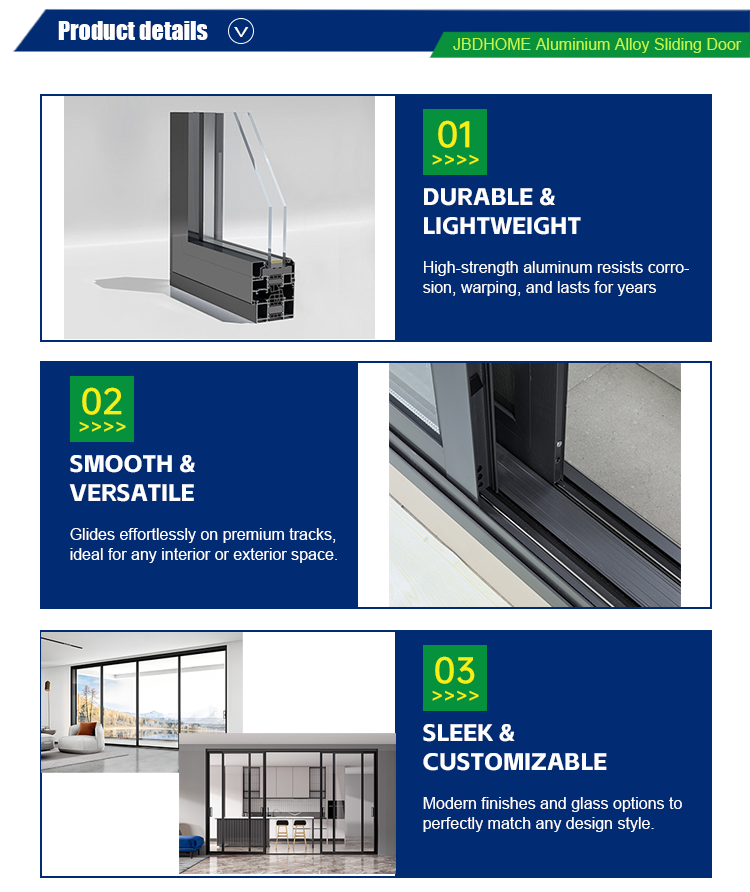Details of the use of sliding doors, lightweight and stable
