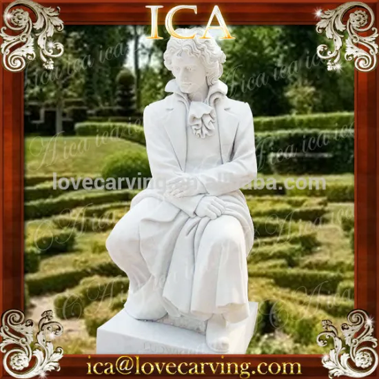 Life size Beethoven stone man statue