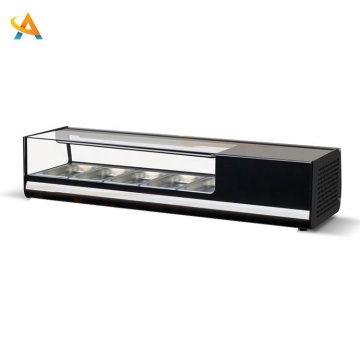 Curved Glass Commercial Sushi Display Refrigerator