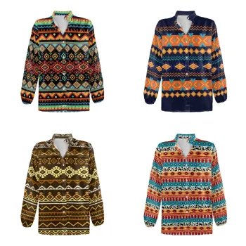 Plus Size Women's Tribal Aztec Print Button-Up Shirts & Blouses
