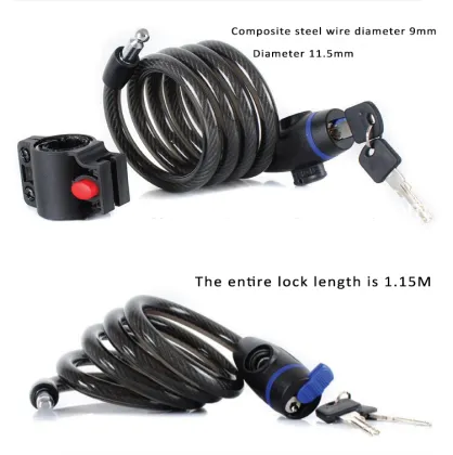 Circle Shaped Key Lock for Bicycle Steel Cable Anti-Theft Car Lock