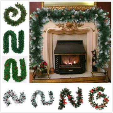 9FT/2.7M Christmas Decoration Xmas Flower Wreath Door Fireplace Hanging Decor Tree Ornament Garland Party Supplies