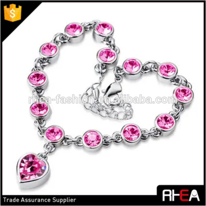 heart shape pendant bracelet,crystal bracelet,wholesale fashion lover gift bracelet