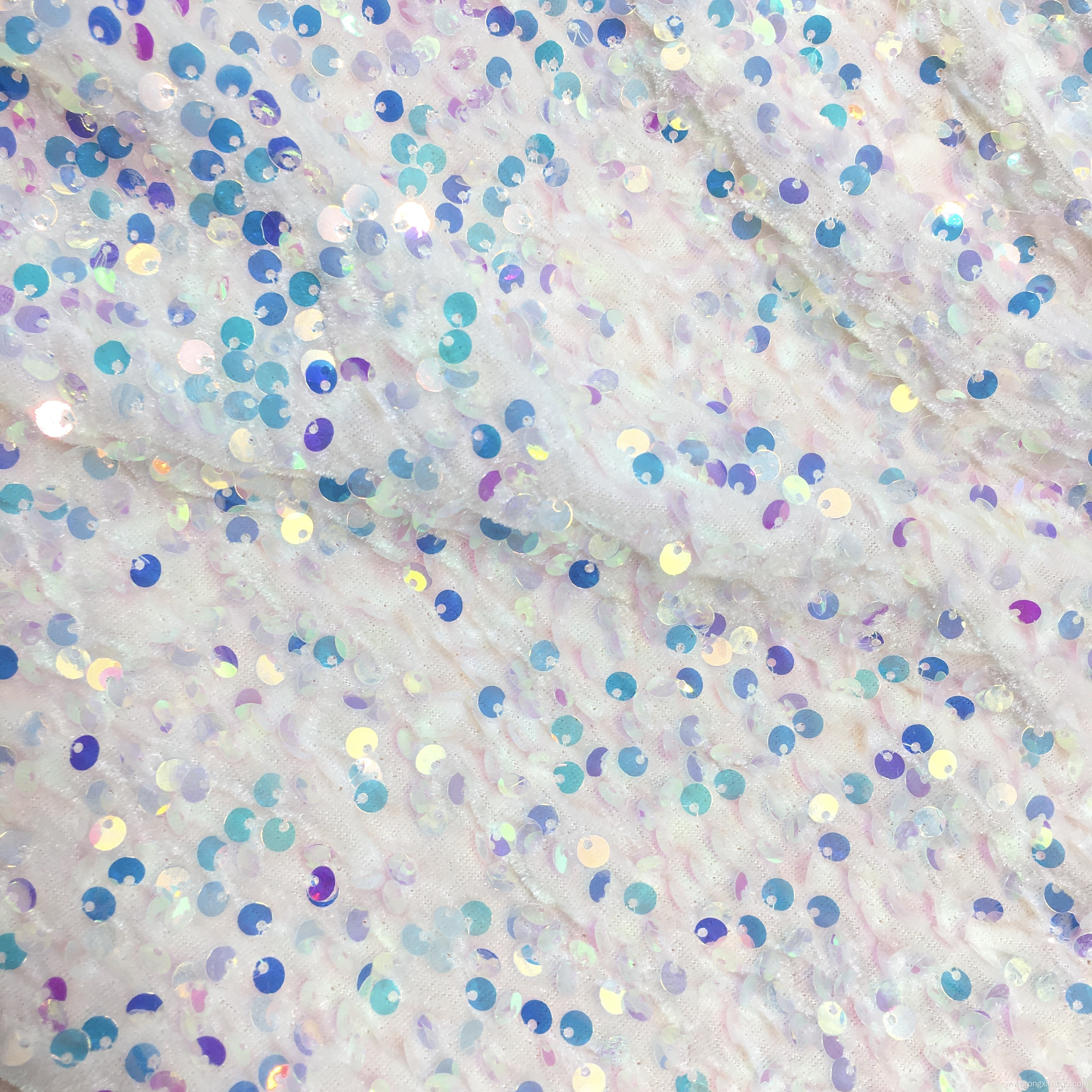 5mm stock iridescent Velvet sequins iridescent Fabric