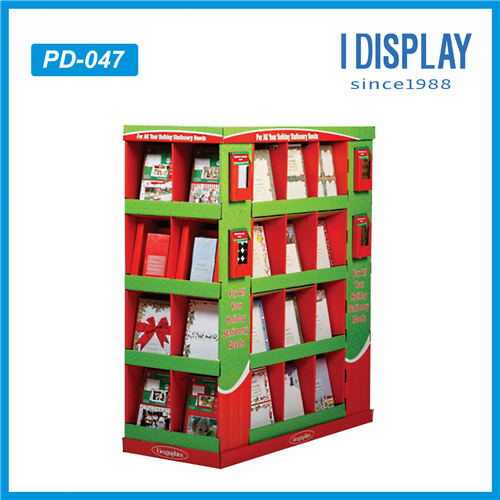 Newly durable book and magazine cardboard display standing rack