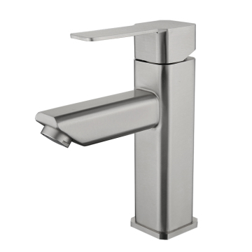 Stainless Steel Brushed Deck Mount Single Handle Basin Mixer Faucet