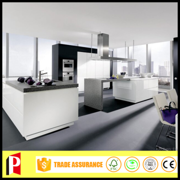 Modern house high gloss lacquer cabinets quartz island home funiture