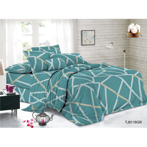 Skin-friendly Stripe Print Plain Polyester Cotton Bed Cover