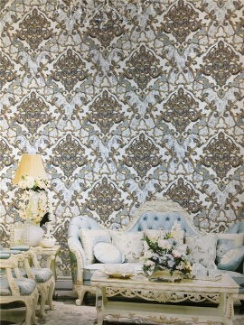 1.06m 3D Damask Pvc Wallpaper For Bedroom Decoration