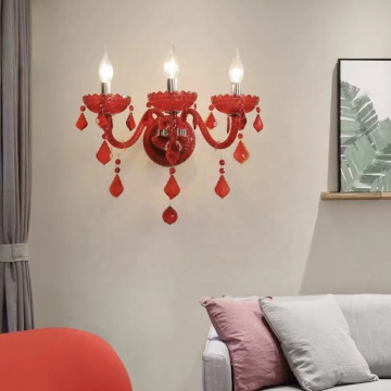 Modern Art Crystal Wall Lights - Red Glass Metal Indoor Lamp