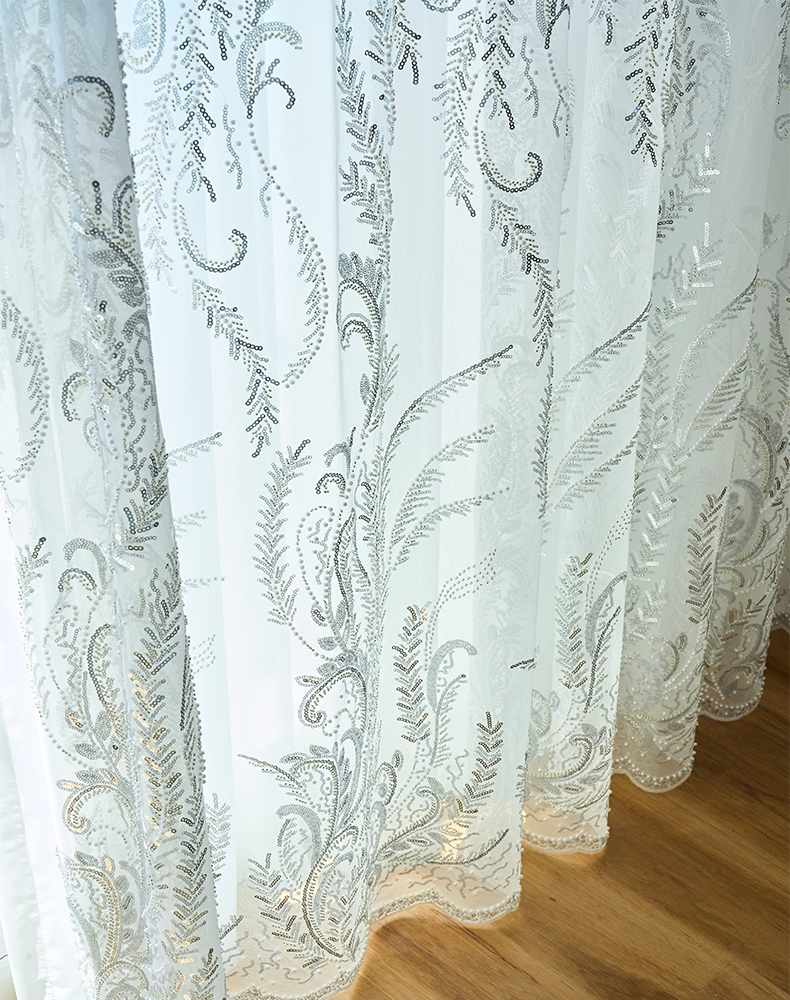 3mm Sequin Embroidery Lace Curtains
