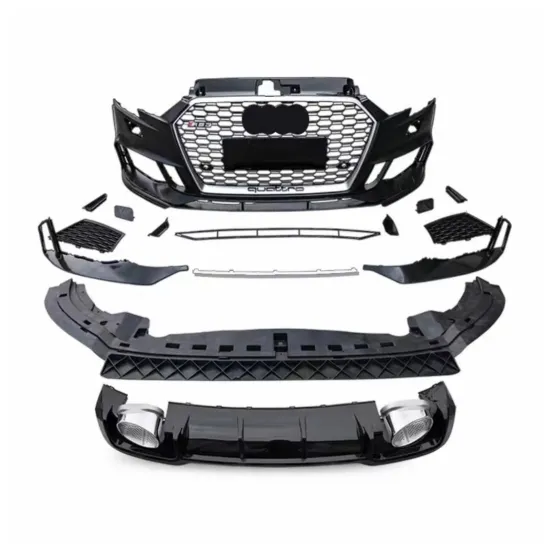 Front Bumper Kit with Grille Exhaust for Audi A3/S3 2014-2022 RS3
