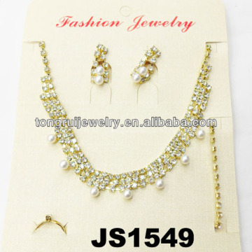 gold plated rhinestone necklace jewelry bridal necklace set