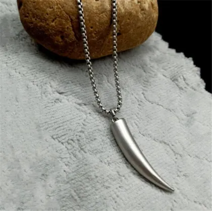 Yiwu Aceon Stainless Steel DIY Laser Engrave Wolf Tooth Pendant
