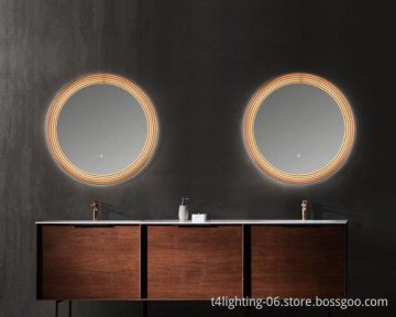 Muse Gold Award Modern Aluminum Frame Art Round Smart LED Bathroom Mirror
